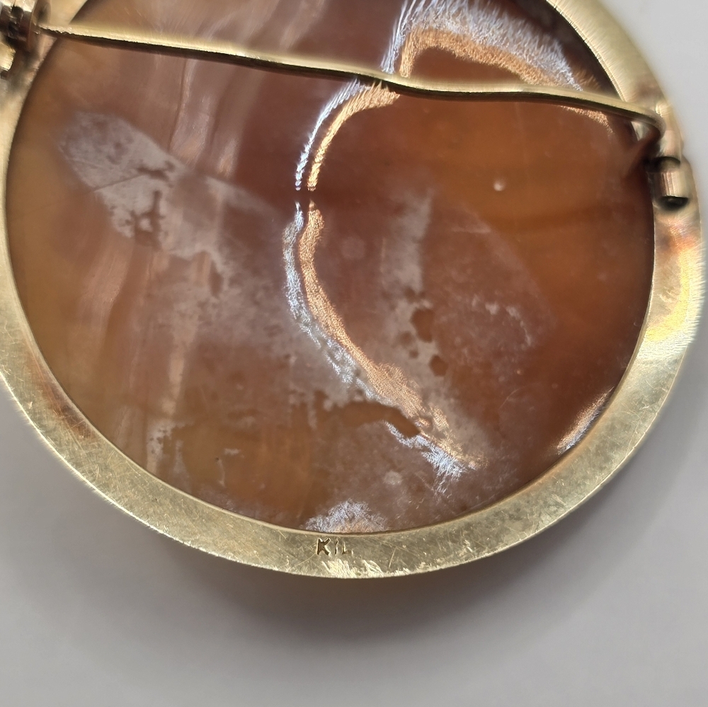 Vintage Cameo 14K Yellow Gold Carved Bouquet Brooch & Pendant - Picture 8 of 9